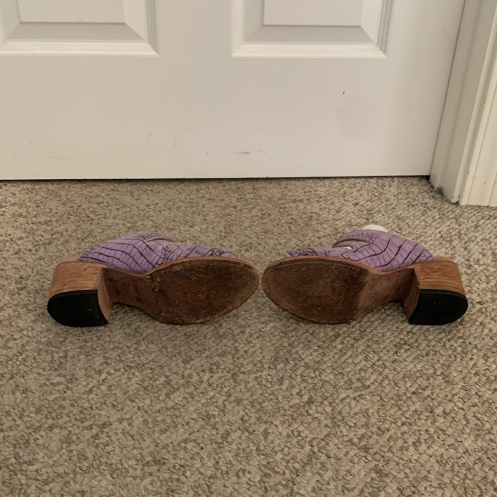 Freebird purple Lavendar Caprice boho wood stacked heel sandals sz 6 - Picture 7 of 7